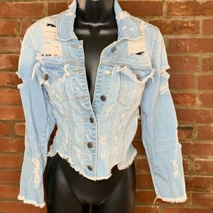 Cello Destrested Blue Jean Jacket